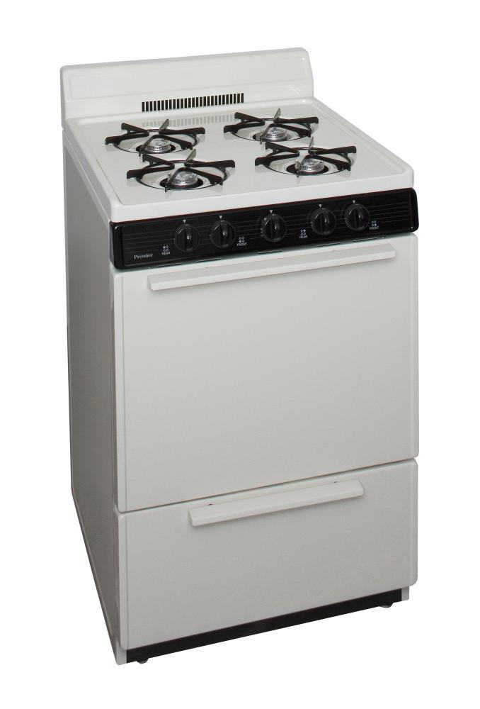 PREMIER BCK100TP 24 in. Freestanding Battery-Generated Spark Ignition Gas Range in Biscuit