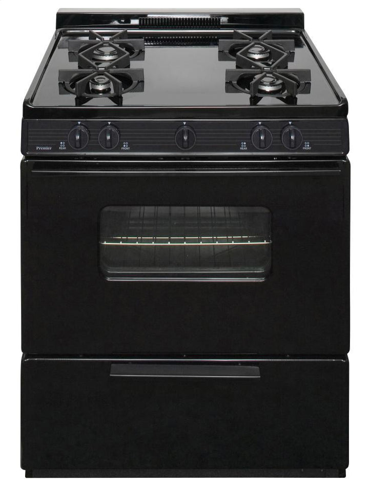 PREMIER BMK5X0BP 30 in. Freestanding Battery-Generated Spark Ignition Gas Range in Black