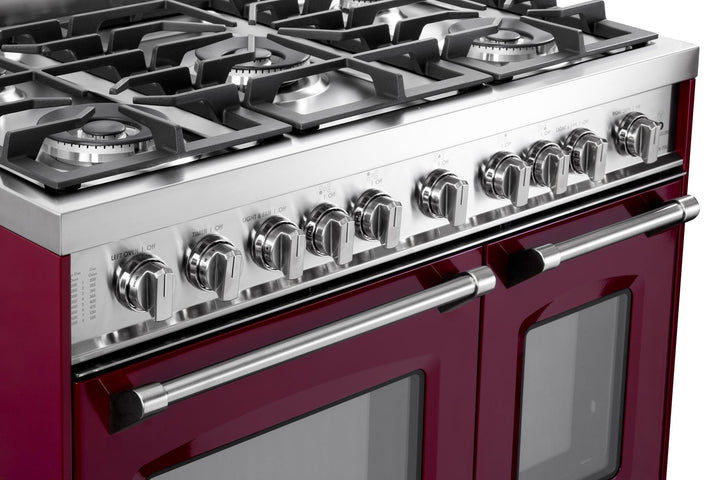 VERONA VPFSGG365DBU Prestige 36" Gas Double Oven Range - Burgundy