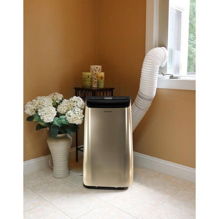 AMANA AMAP121AD2 Portable Air Conditioner with Remote Control in Gold/Black for Rooms up to 500 -Sq. Ft.