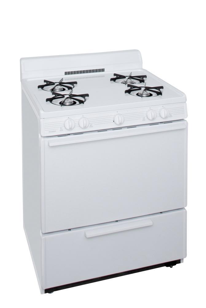 PREMIER BFK100OP 30 in. Freestanding Battery-Generated Spark Ignition Gas Range in White