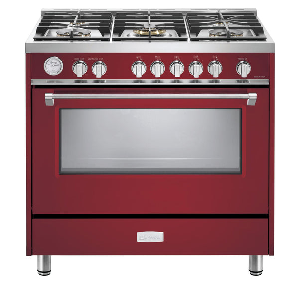 VERONA VDFSGG365BU Designer 36" Gas Single Oven Range - Burgundy