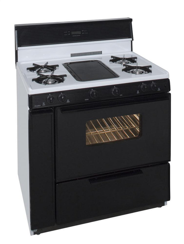 PREMIER SLK849WP 36 in. Freestanding Gas Range with 5th Burner and Griddle Package in White