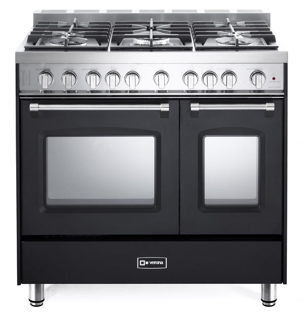 VERONA VPFSGG365DE Prestige 36" Gas Double Oven Range - Matte Black