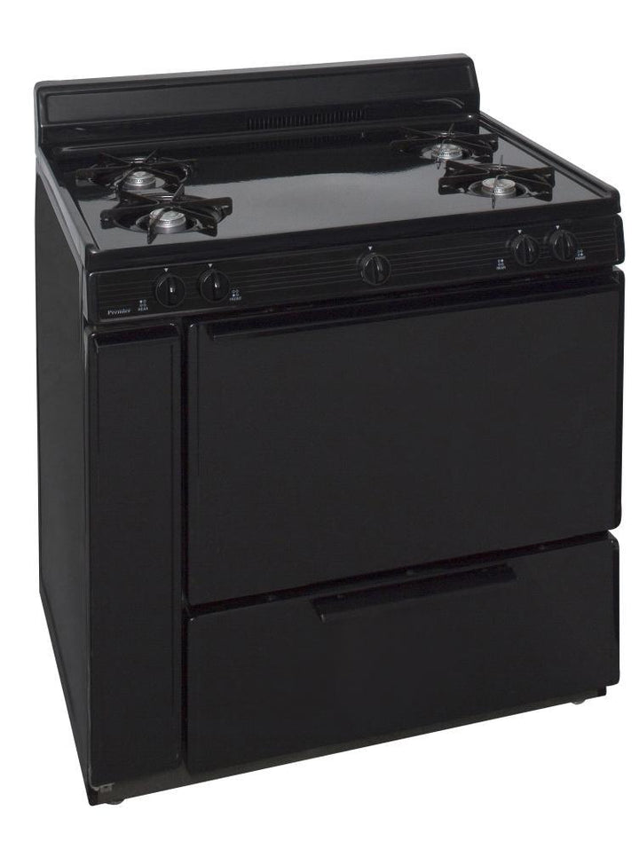 PREMIER BLK100BP 36 in. Freestanding Battery-Generated Spark Ignition Gas Range in Black