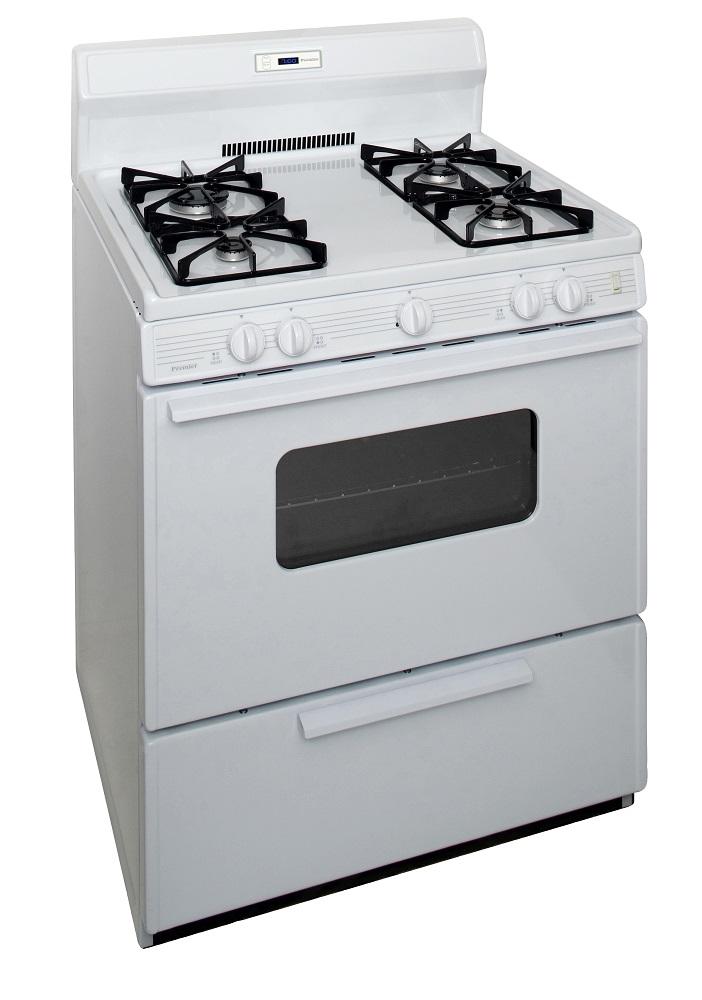 PREMIER SMK220OP 30 in. Freestanding Sealed Burner Spark Ignition Gas Range in White