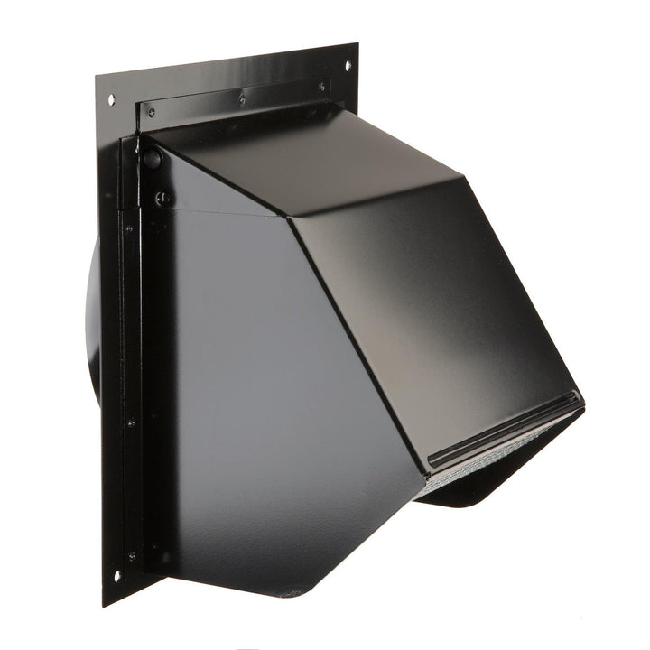 BROAN 843BL Broan-NuTone R Steel Wall Cap for 6" Round Duct with Backdraft Damper and Bird Screen, Black