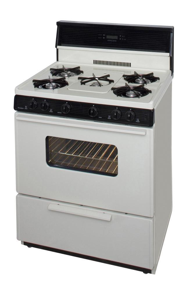 PREMIER SFK249TP 30 in. Freestanding Gas Range with 5th Burner and Griddle Package in Biscuit