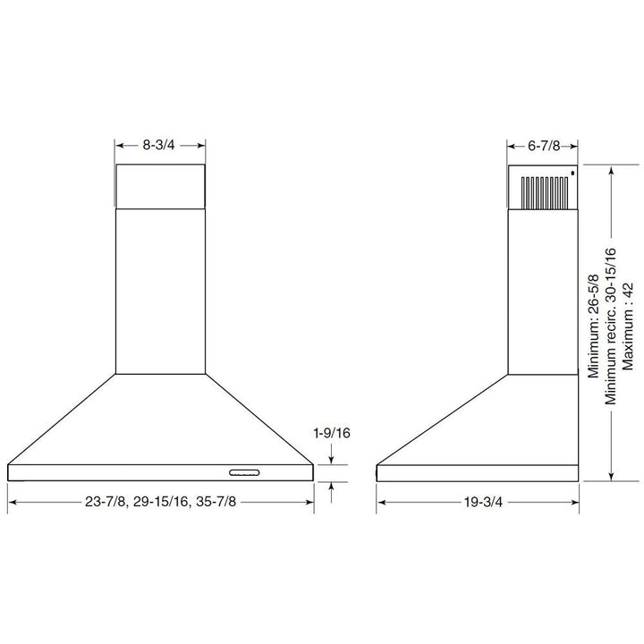 BROAN EW4824SS Elite EW48 Series 24-Inch Pyramidal Chimney Range Hood, 460 Max Blower CFM, Stainless Steel