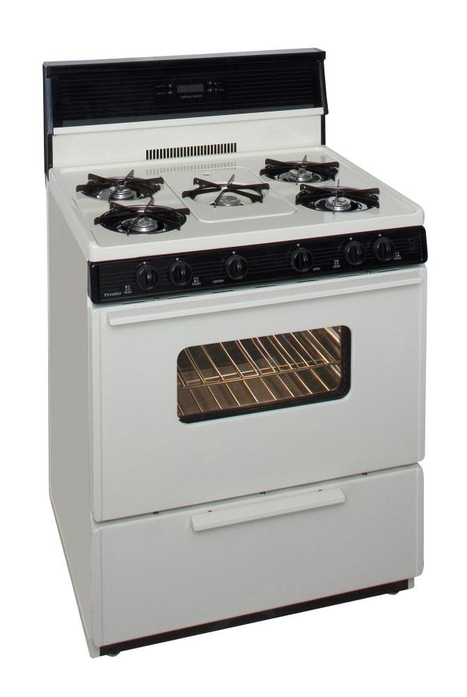 PREMIER SFK249TP 30 in. Freestanding Gas Range with 5th Burner and Griddle Package in Biscuit