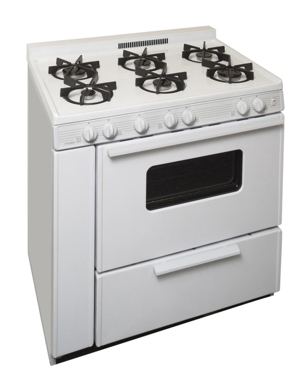 PREMIER BTK5X0OP 36 in. Freestanding Battery Spark Sealed Burner Gas Range in White