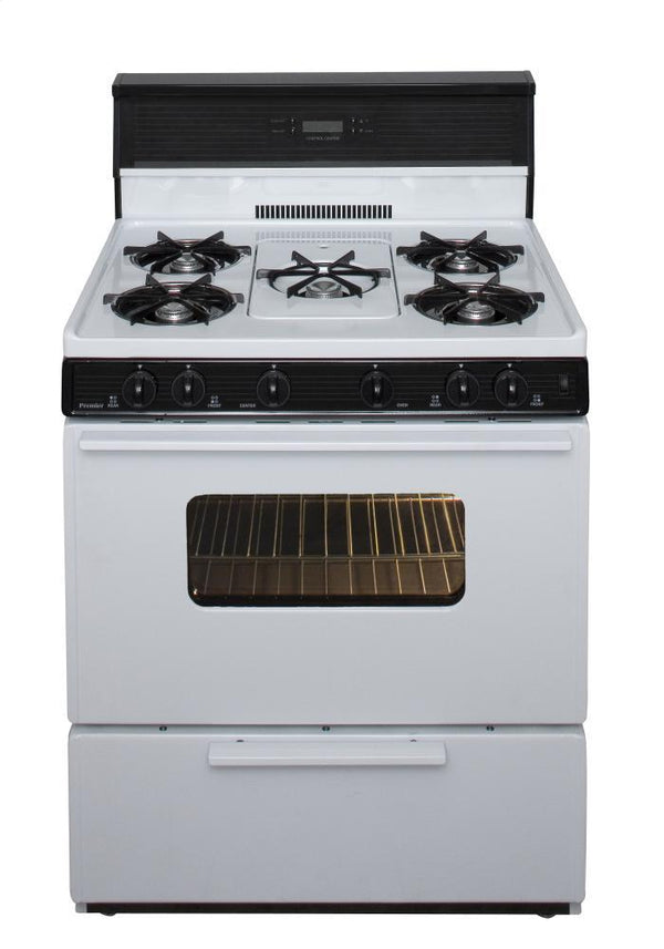 PREMIER SFK249WP 30 in. Freestanding Gas Range with 5th Burner and Griddle Package in White