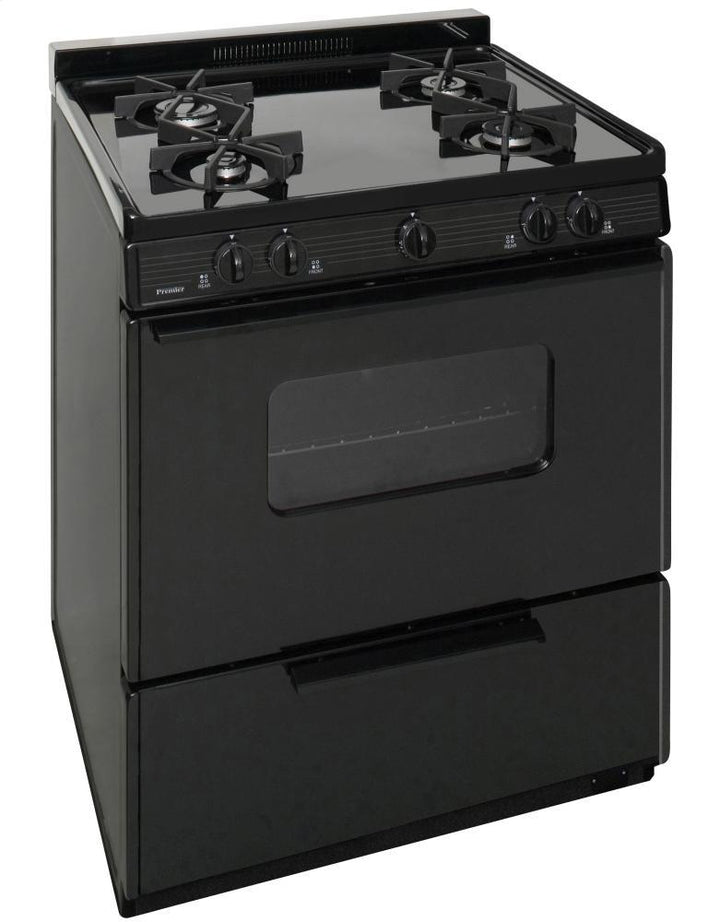 PREMIER BMK5X0BP 30 in. Freestanding Battery-Generated Spark Ignition Gas Range in Black