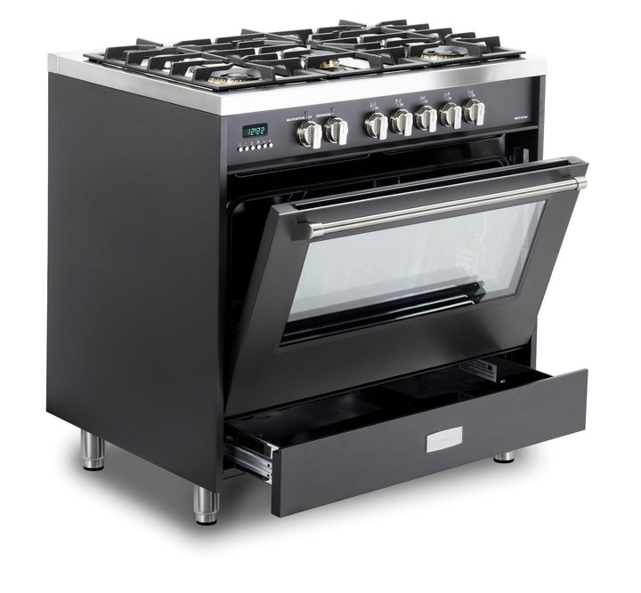 VERONA VDFSGE365E Designer 36" Dual Fuel Single Oven Range - Matte Black