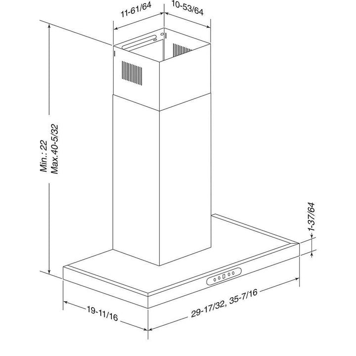 BROAN EWT1306SS 30 Stainless 640 MAX Blower CFM T-Style Chimney Range Hood