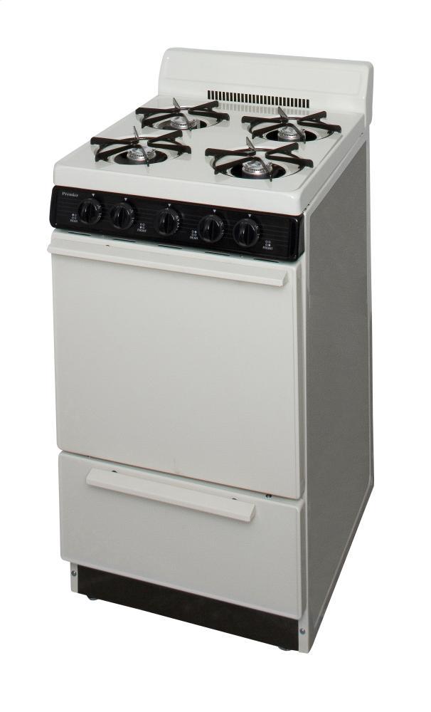 PREMIER BAK100TP 20 in. Freestanding Battery-Generated Spark Ignition Gas Range in Biscuit