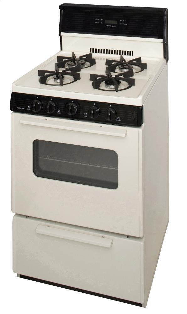 PREMIER SJK240TP 24 in. Freestanding Sealed Burner Spark Ignition Gas Range in Biscuit