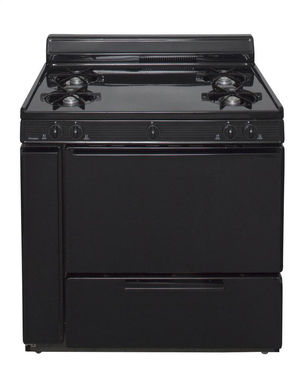 PREMIER BLK100BP 36 in. Freestanding Battery-Generated Spark Ignition Gas Range in Black