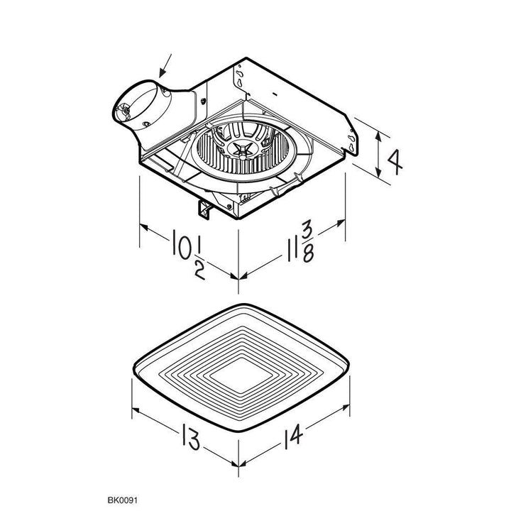 BROAN LP50100DC Broan-NuTone R Wall Vent Kit, 3" or 4" Round Duct