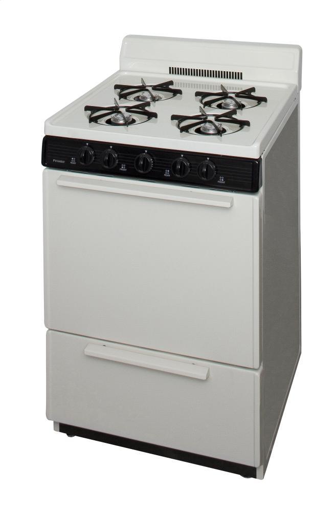 PREMIER BCK100TP 24 in. Freestanding Battery-Generated Spark Ignition Gas Range in Biscuit