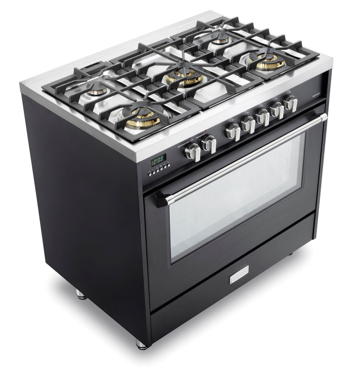 VERONA VDFSGE365E Designer 36" Dual Fuel Single Oven Range - Matte Black