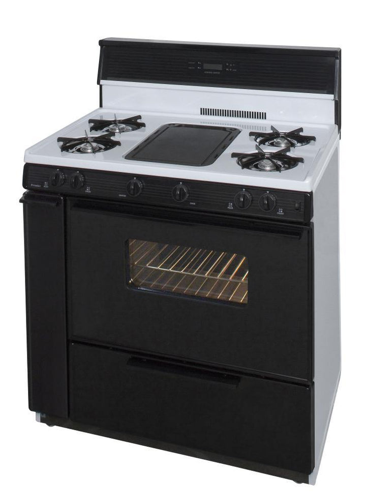 PREMIER SLK849WP 36 in. Freestanding Gas Range with 5th Burner and Griddle Package in White