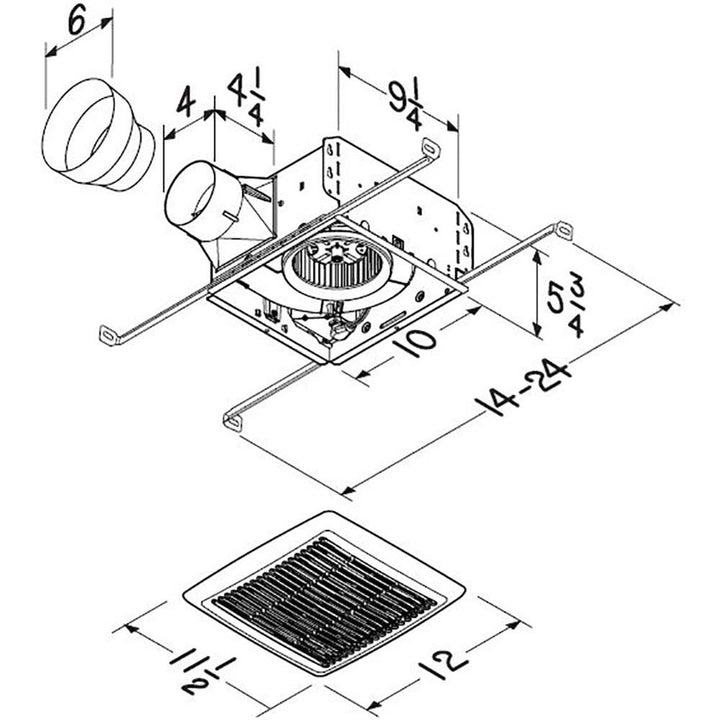 BROAN AE50 Broan-NuTone R Wall Vent Kit, 3" or 4" Round Duct