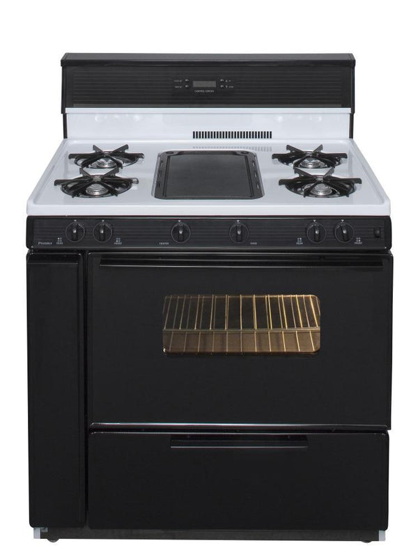 PREMIER SLK849WP 36 in. Freestanding Gas Range with 5th Burner and Griddle Package in White